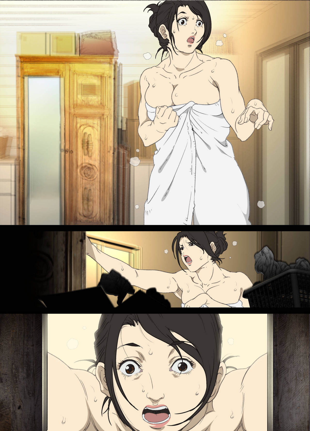 [日本漫画] [Junk Center Kameyoko Bldg] Seieki Mamire no Tansu no Naka ni Tojikomerareta Zenra Oyako no Nurunuru Micchaku Kinshinsoukan   单本,熟女人妻,巨乳大奶,母亲,单男#[64P]-40