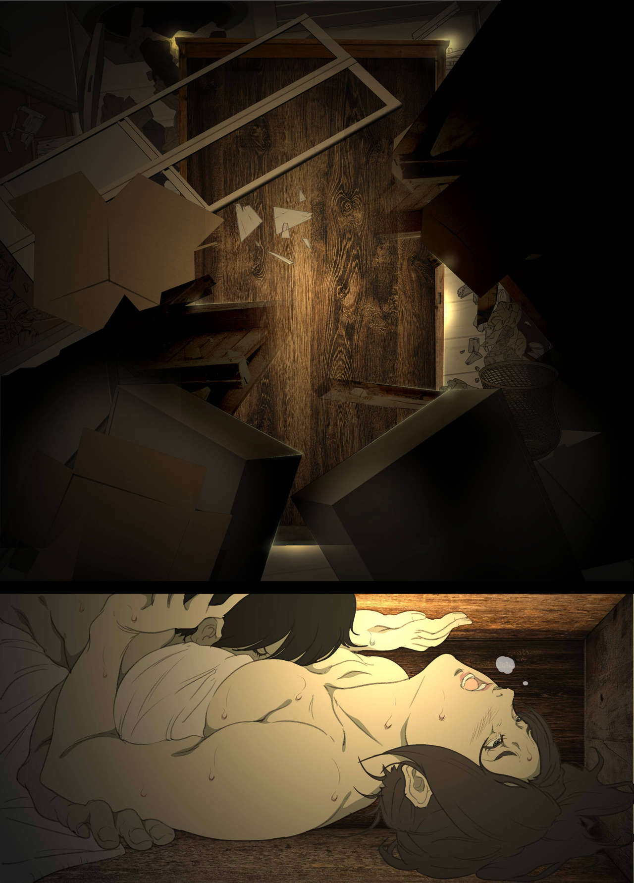 [日本漫画] [Junk Center Kameyoko Bldg] Seieki Mamire no Tansu no Naka ni Tojikomerareta Zenra Oyako no Nurunuru Micchaku Kinshinsoukan   单本,熟女人妻,巨乳大奶,母亲,单男#[64P]-44