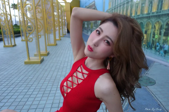 [爱美足] NO.055  艾比 红色连衣短裙 高跟美腿旅拍 街拍#[101P]-5