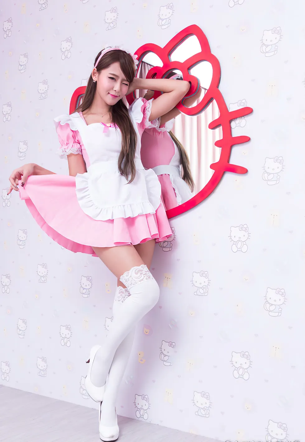 [爱美足] NO.173 小雪 女仆装膝上白丝高跟美腿 街拍#[105P]-10