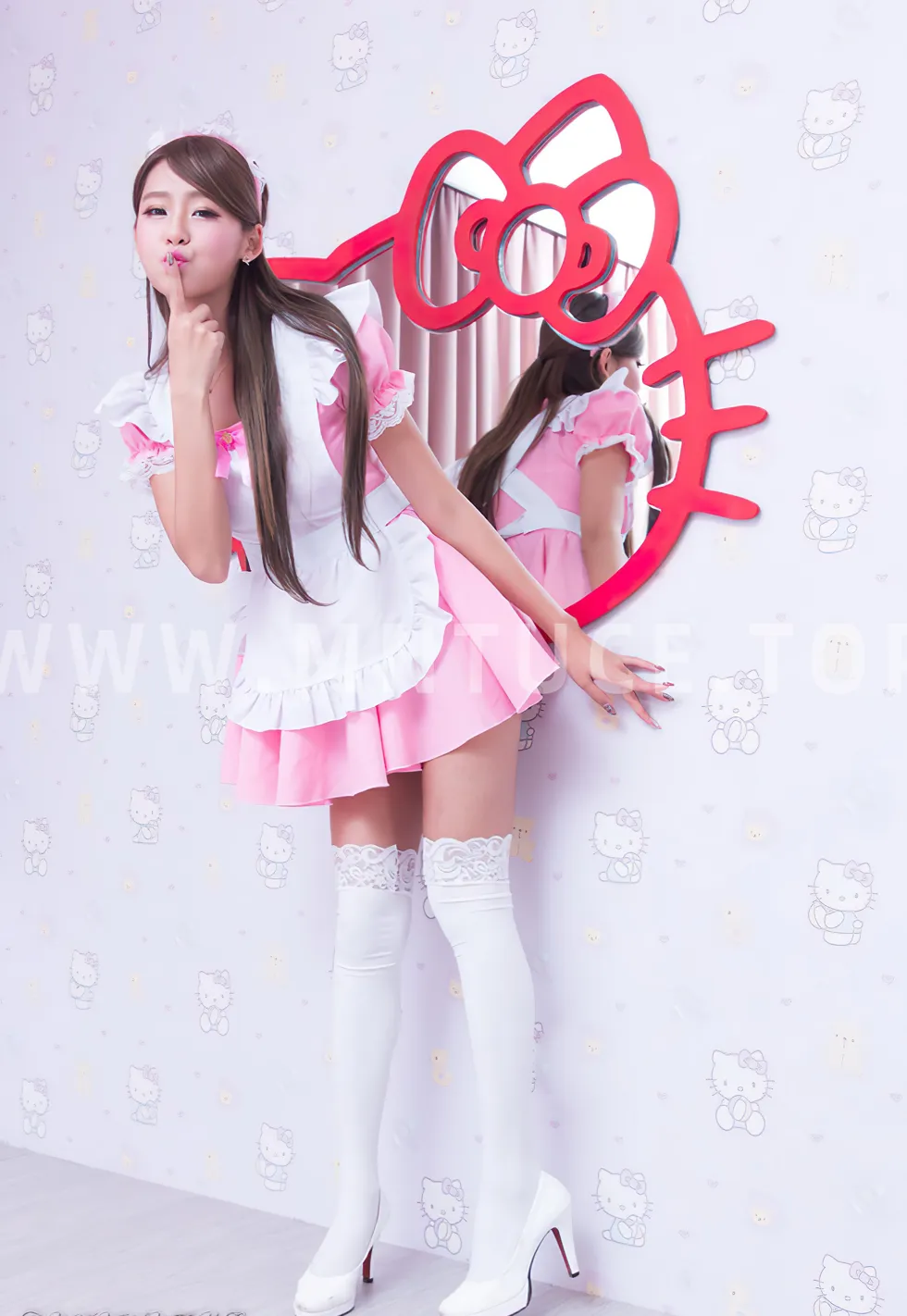 [爱美足] NO.173 小雪 女仆装膝上白丝高跟美腿 街拍#[105P]-5