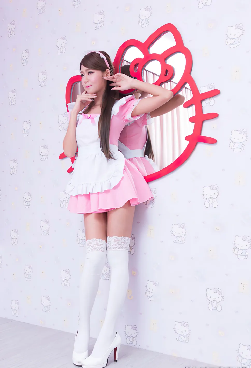 [爱美足] NO.173 小雪 女仆装膝上白丝高跟美腿 街拍#[105P]-8