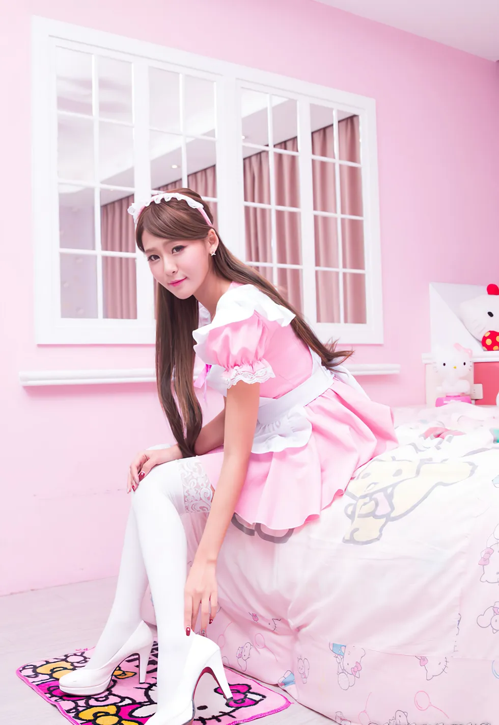 [爱美足] NO.173 小雪 女仆装膝上白丝高跟美腿 街拍#[105P]-8