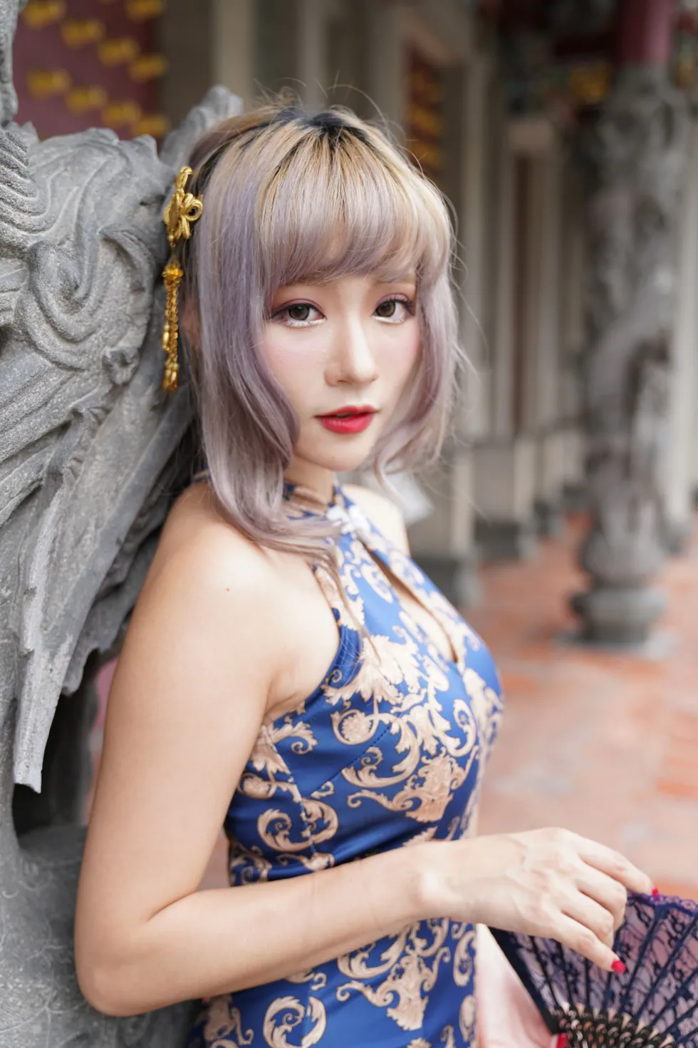 [爱美足] NO.149 薛凯云 蓝花短旗袍高跟美腿 街拍#[105P]-2