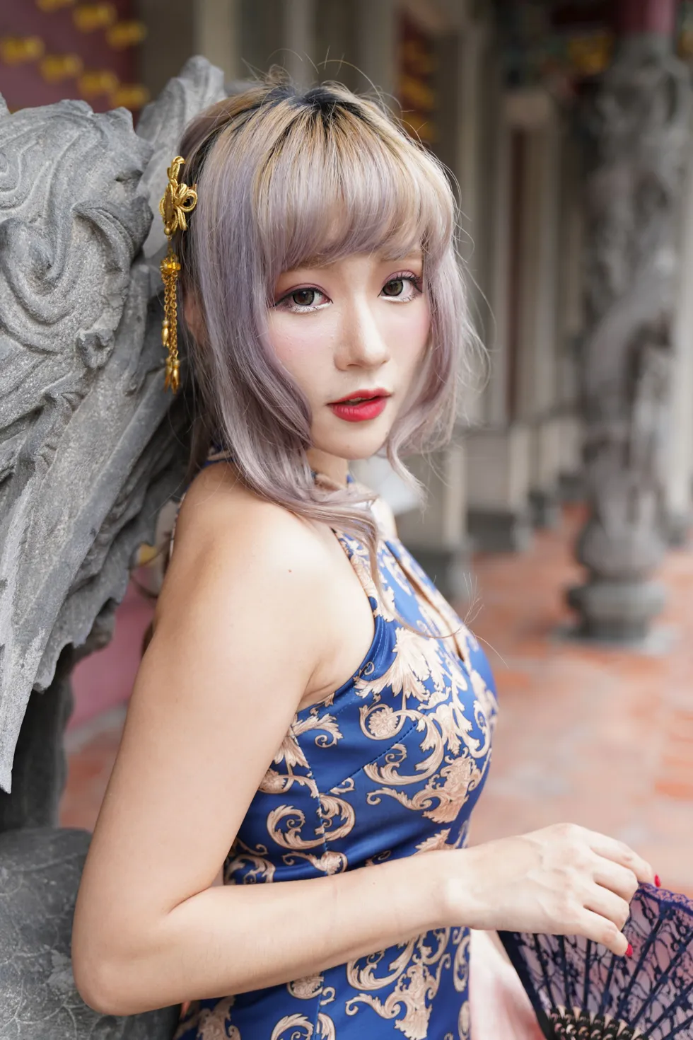 [爱美足] NO.149 薛凯云 蓝花短旗袍高跟美腿 街拍#[105P]-3