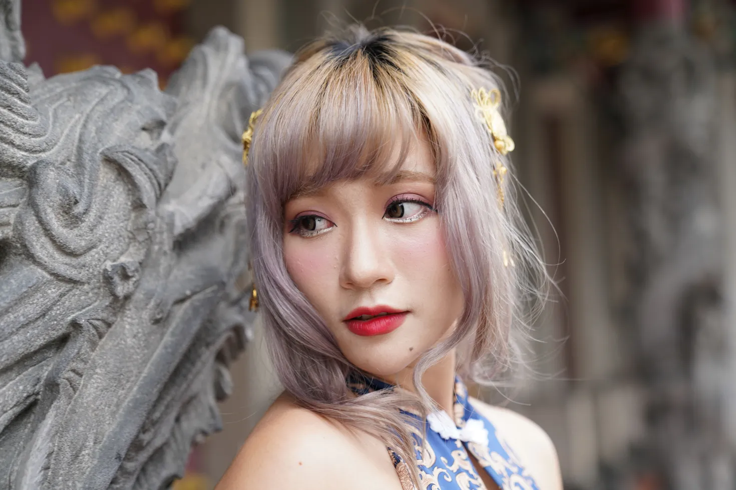 [爱美足] NO.149 薛凯云 蓝花短旗袍高跟美腿 街拍#[105P]-4