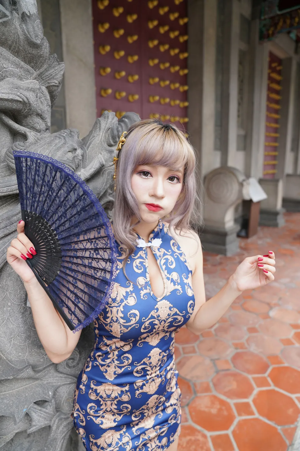 [爱美足] NO.149 薛凯云 蓝花短旗袍高跟美腿 街拍#[105P]-7