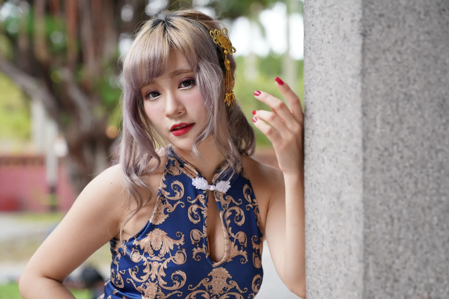 [爱美足] NO.149 薛凯云 蓝花短旗袍高跟美腿 街拍#[105P]-3