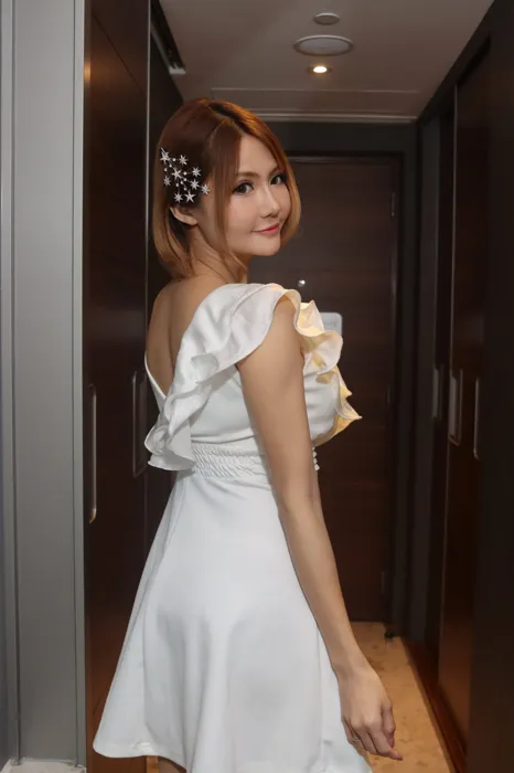 [爱美足] NO.092 Memi 白色短禮服 高跟美腿外拍 街拍#[95P]-1