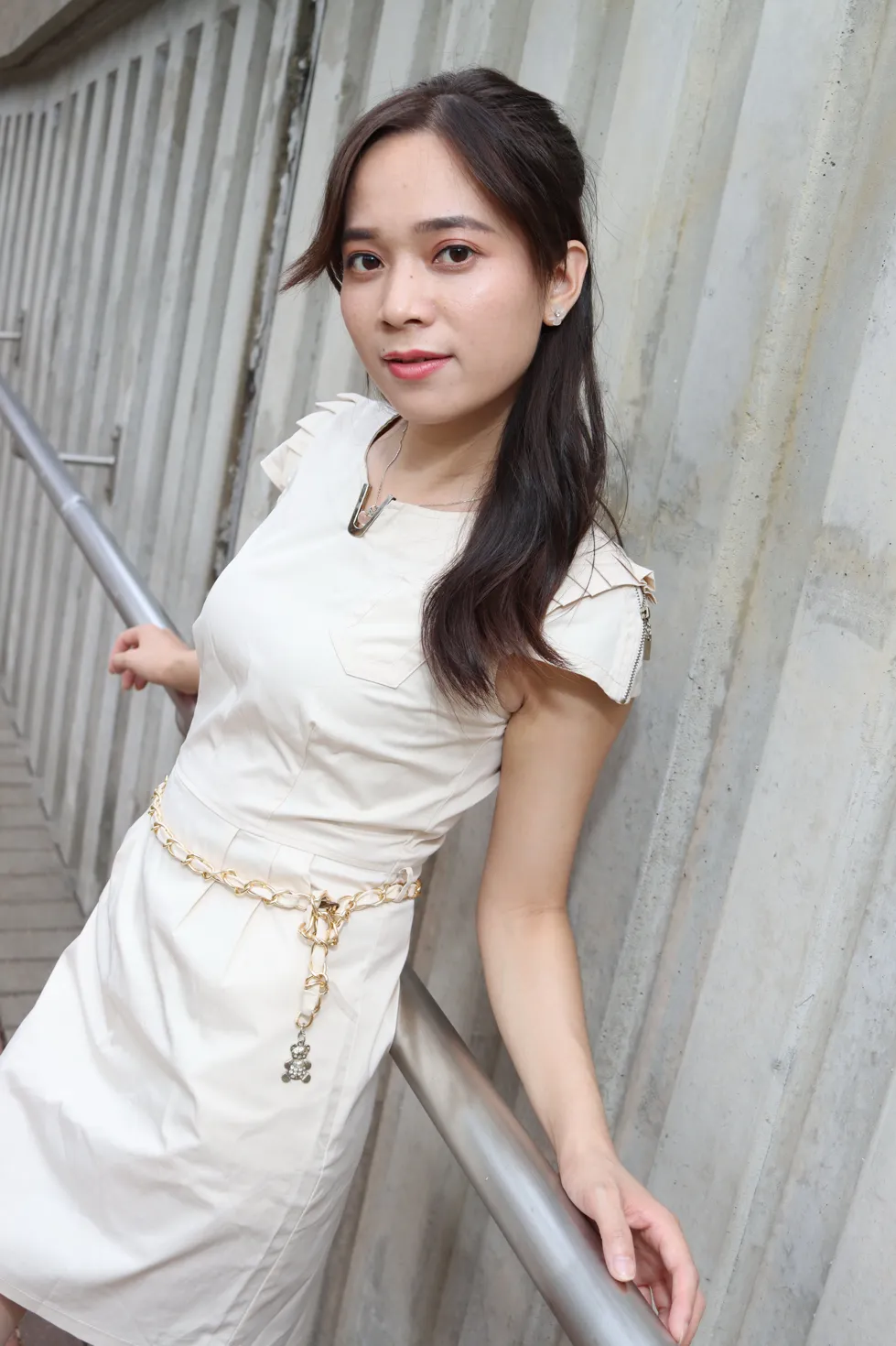 [爱美足] NO.107 Vency Shen 米色连衣裙丝袜高跟美腿 街拍#[70P]-10
