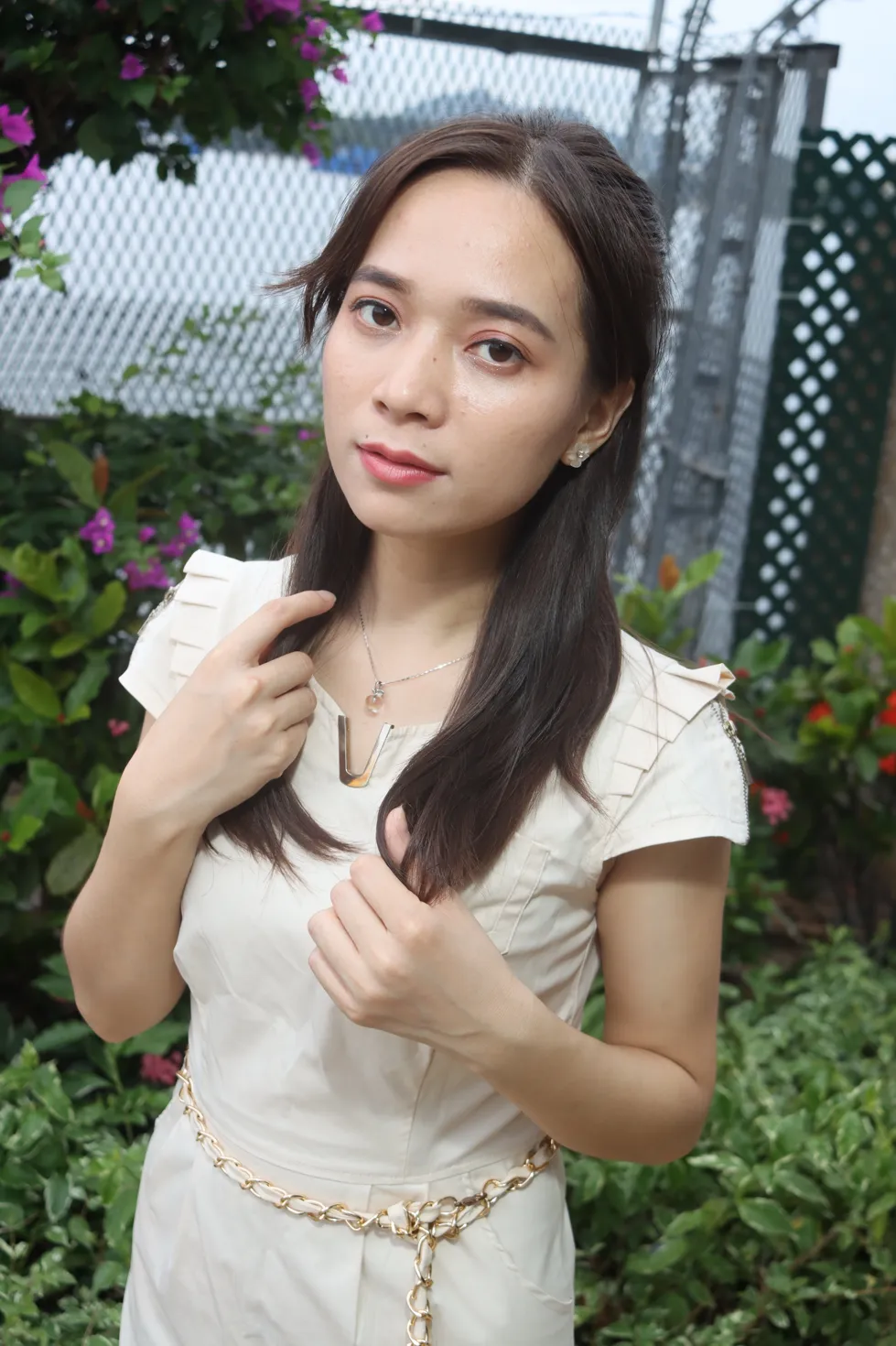 [爱美足] NO.107 Vency Shen 米色连衣裙丝袜高跟美腿 街拍#[70P]-6
