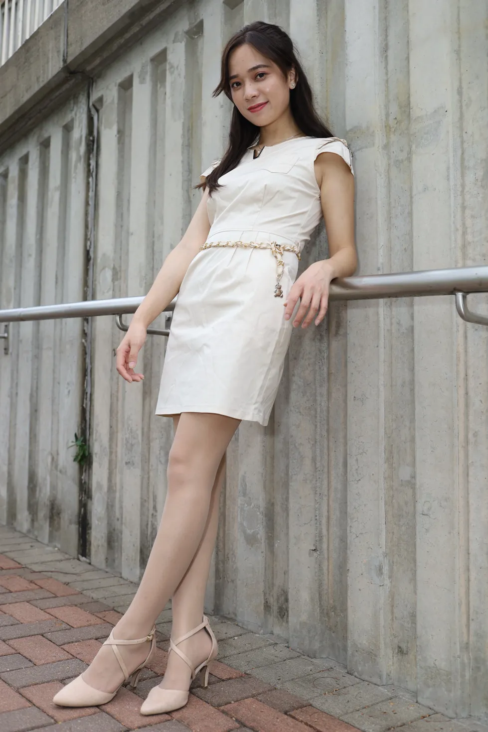 [爱美足] NO.107 Vency Shen 米色连衣裙丝袜高跟美腿 街拍#[70P]-4