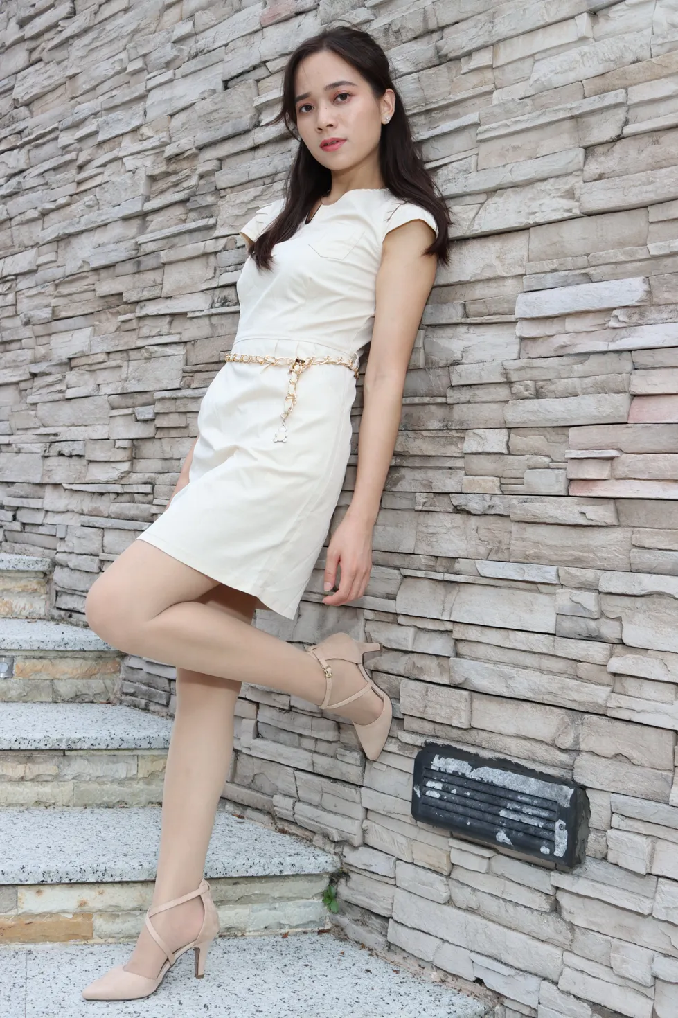 [爱美足] NO.107 Vency Shen 米色连衣裙丝袜高跟美腿 街拍#[70P]-7