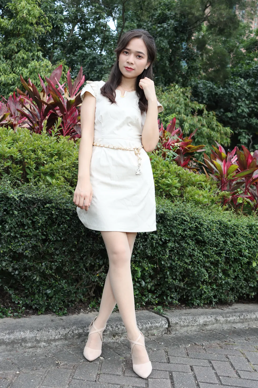 [爱美足] NO.107 Vency Shen 米色连衣裙丝袜高跟美腿 街拍#[70P]-6