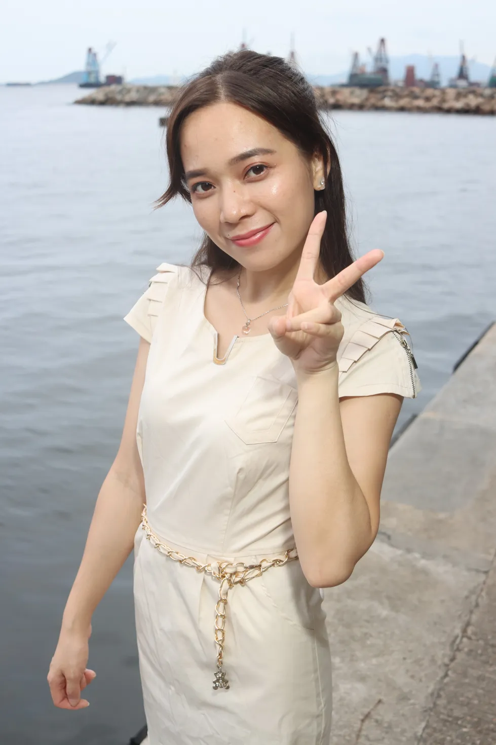 [爱美足] NO.107 Vency Shen 米色连衣裙丝袜高跟美腿 街拍#[70P]-2