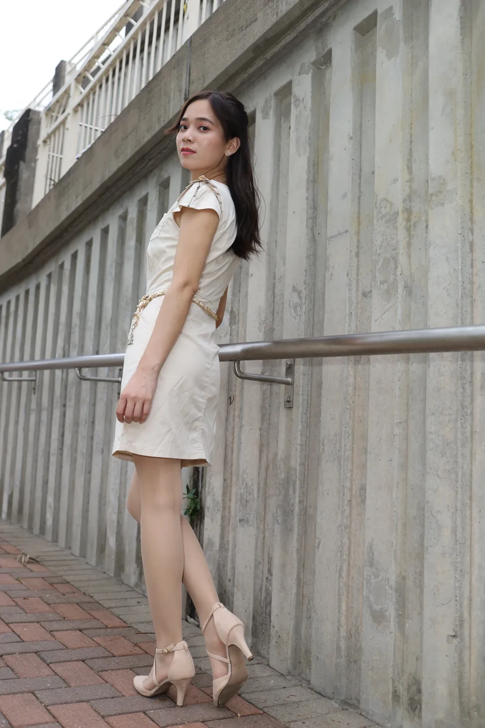 [爱美足] NO.107 Vency Shen 米色连衣裙丝袜高跟美腿 街拍#[70P]-7