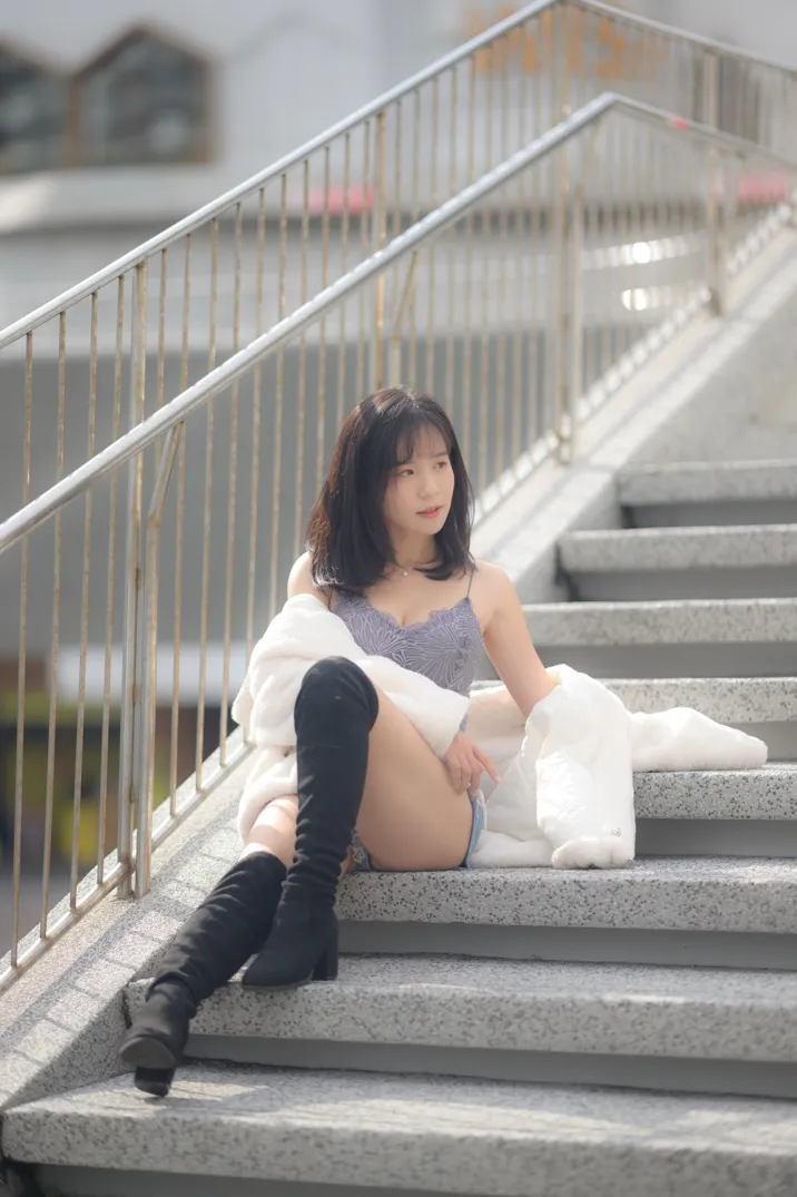 [爱美足] NO.215 YoYo 牛仔短裤长靴 街拍#[105P]-8