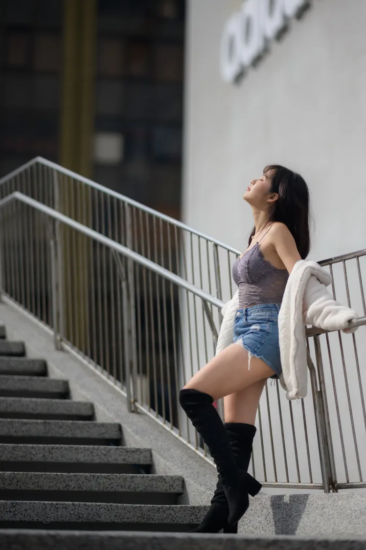 [爱美足] NO.215 YoYo 牛仔短裤长靴 街拍#[105P]-2