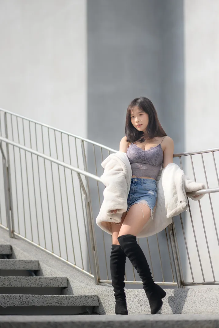 [爱美足] NO.215 YoYo 牛仔短裤长靴 街拍#[105P]-5