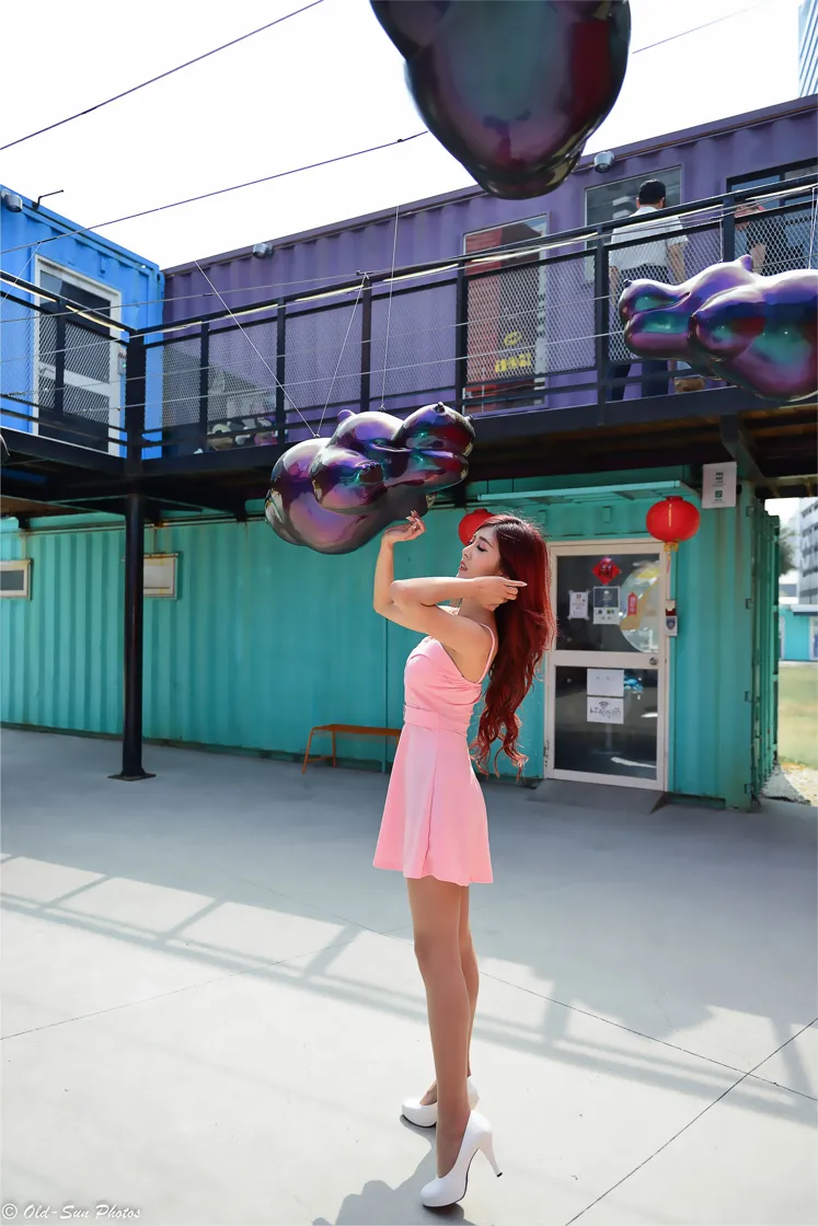 [爱美足] NO.155 高萱 粉色连衣短裙丝袜高跟美腿 街拍#[82P]-8