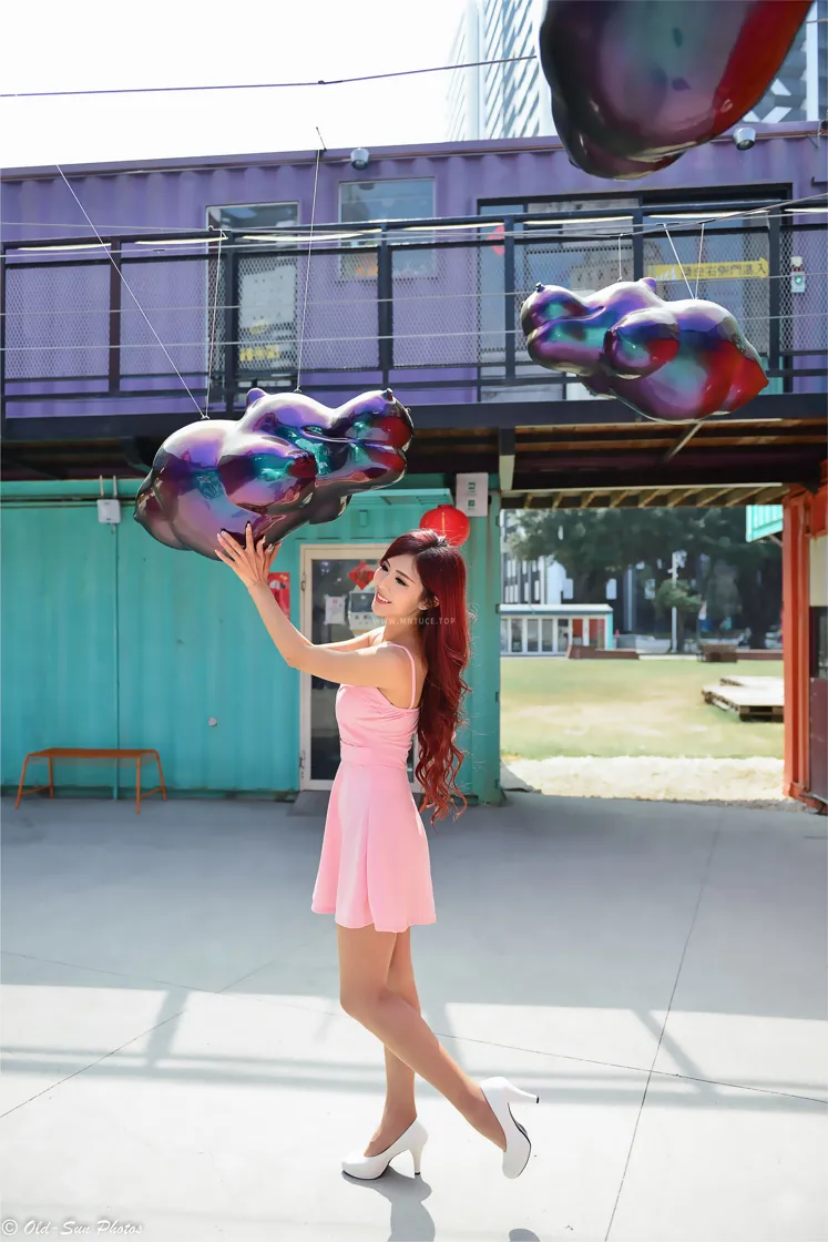 [爱美足] NO.155 高萱 粉色连衣短裙丝袜高跟美腿 街拍#[82P]-10