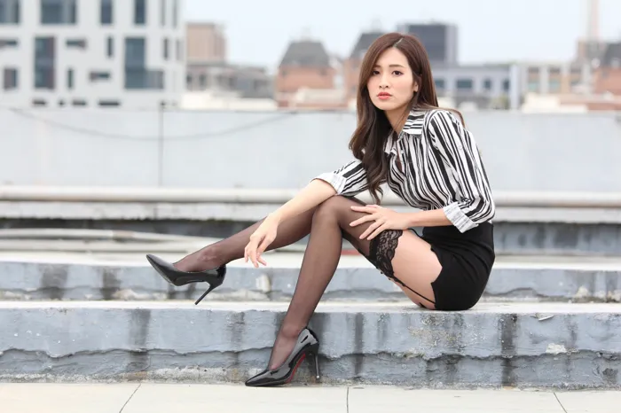 [爱美足] NO.025 长腿美模 张筱 性感黑丝外拍 街拍#[93P]-6